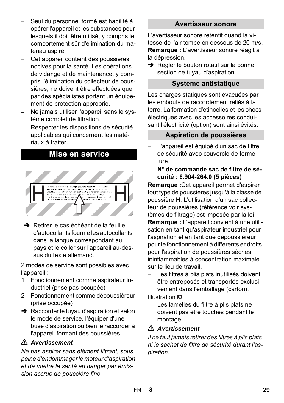 Mise en service | Karcher NT 45-1 Tact Te H User Manual | Page 29 / 292