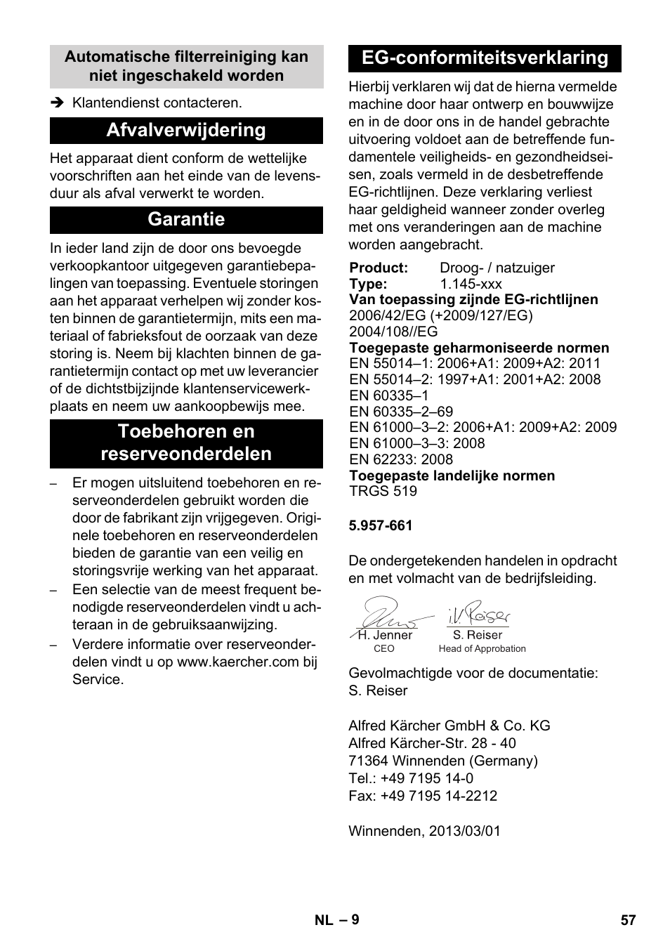 Karcher NT 45-1 Tact Te H User Manual | Page 57 / 292