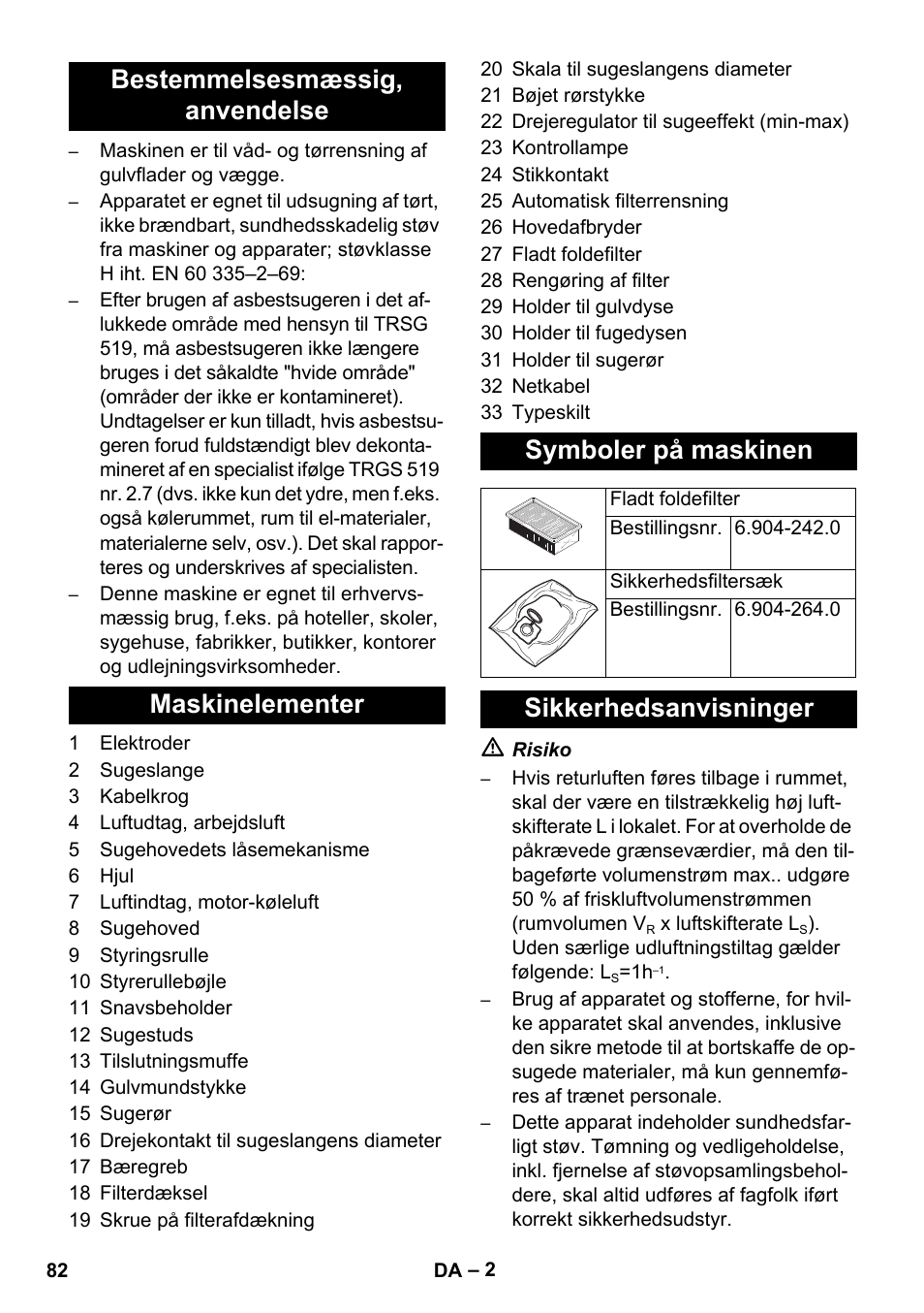 Sikkerhedsanvisninger | Karcher NT 45-1 Tact Te H User Manual | Page 82 / 292