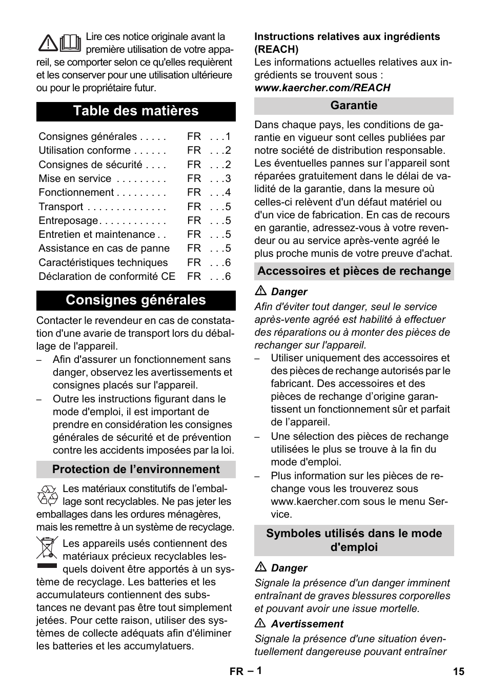 Karcher KM 35-5 C User Manual | Page 15 / 172