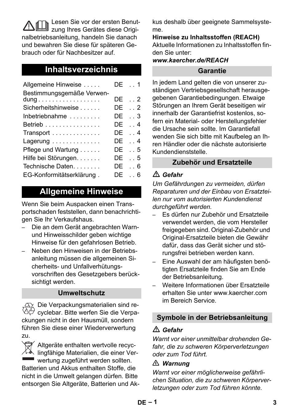 Karcher KM 35-5 C User Manual | Page 3 / 172