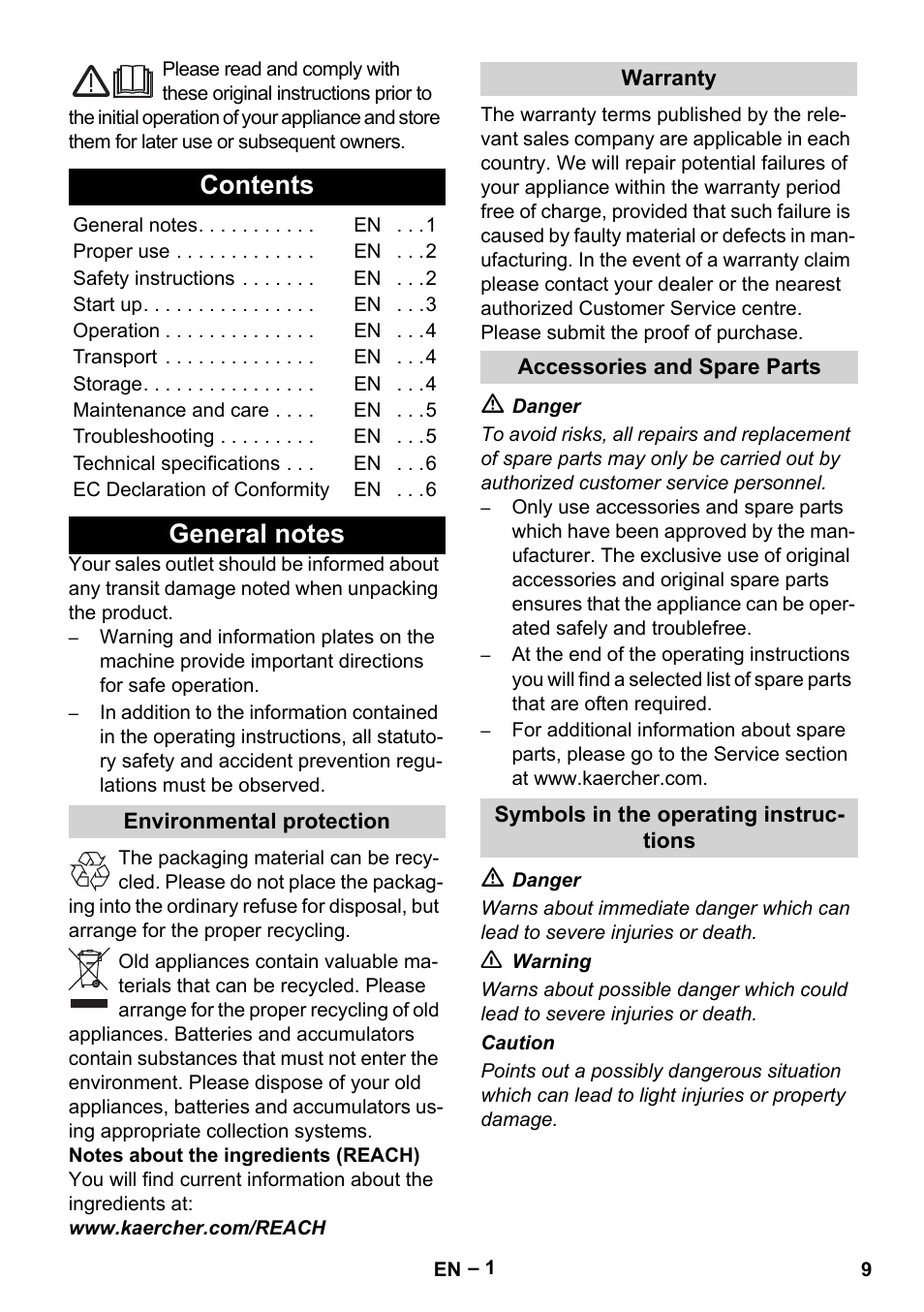 Karcher KM 35-5 C User Manual | Page 9 / 172