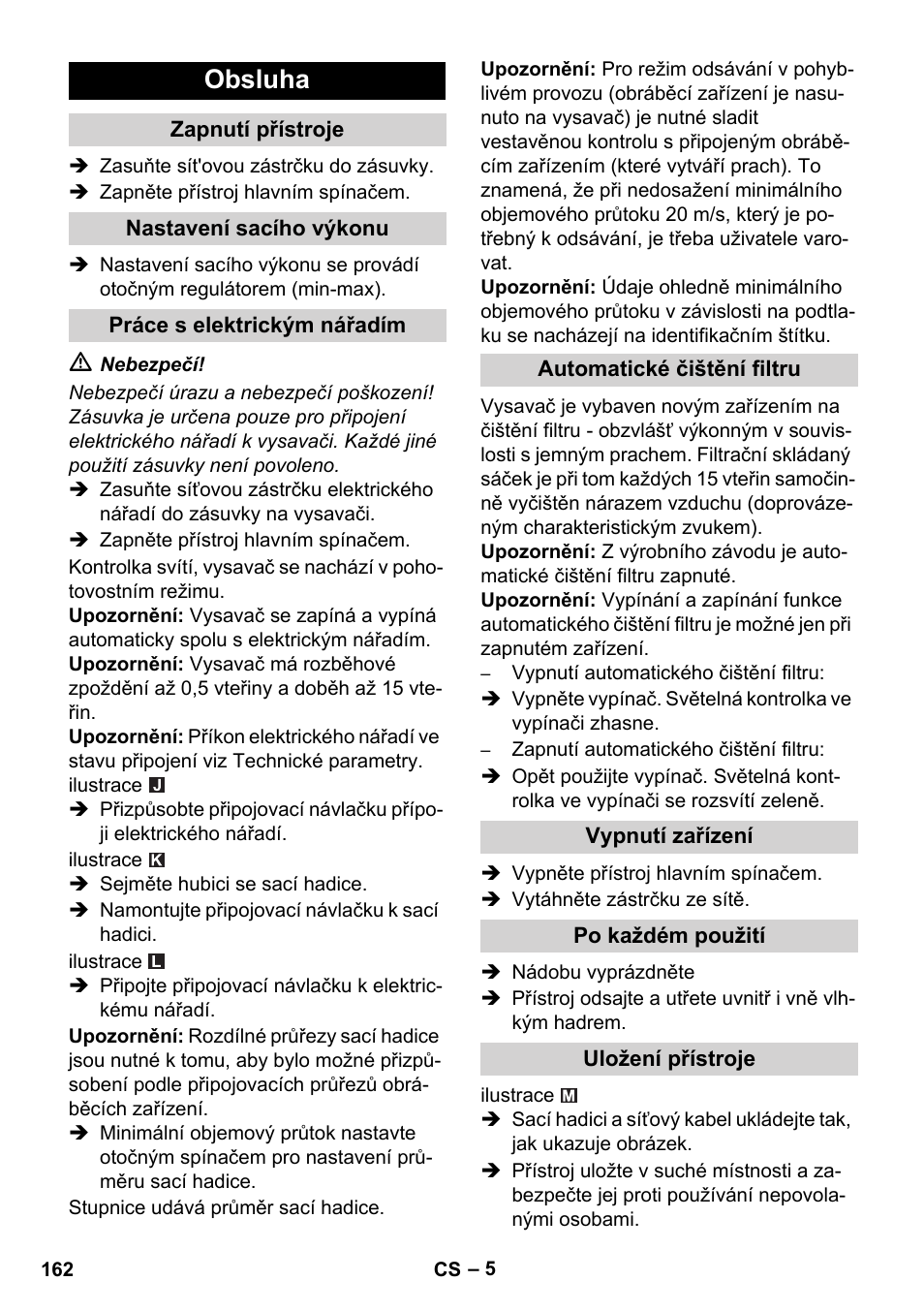 Obsluha | Karcher NT 45-1 Tact Te M User Manual | Page 162 / 284