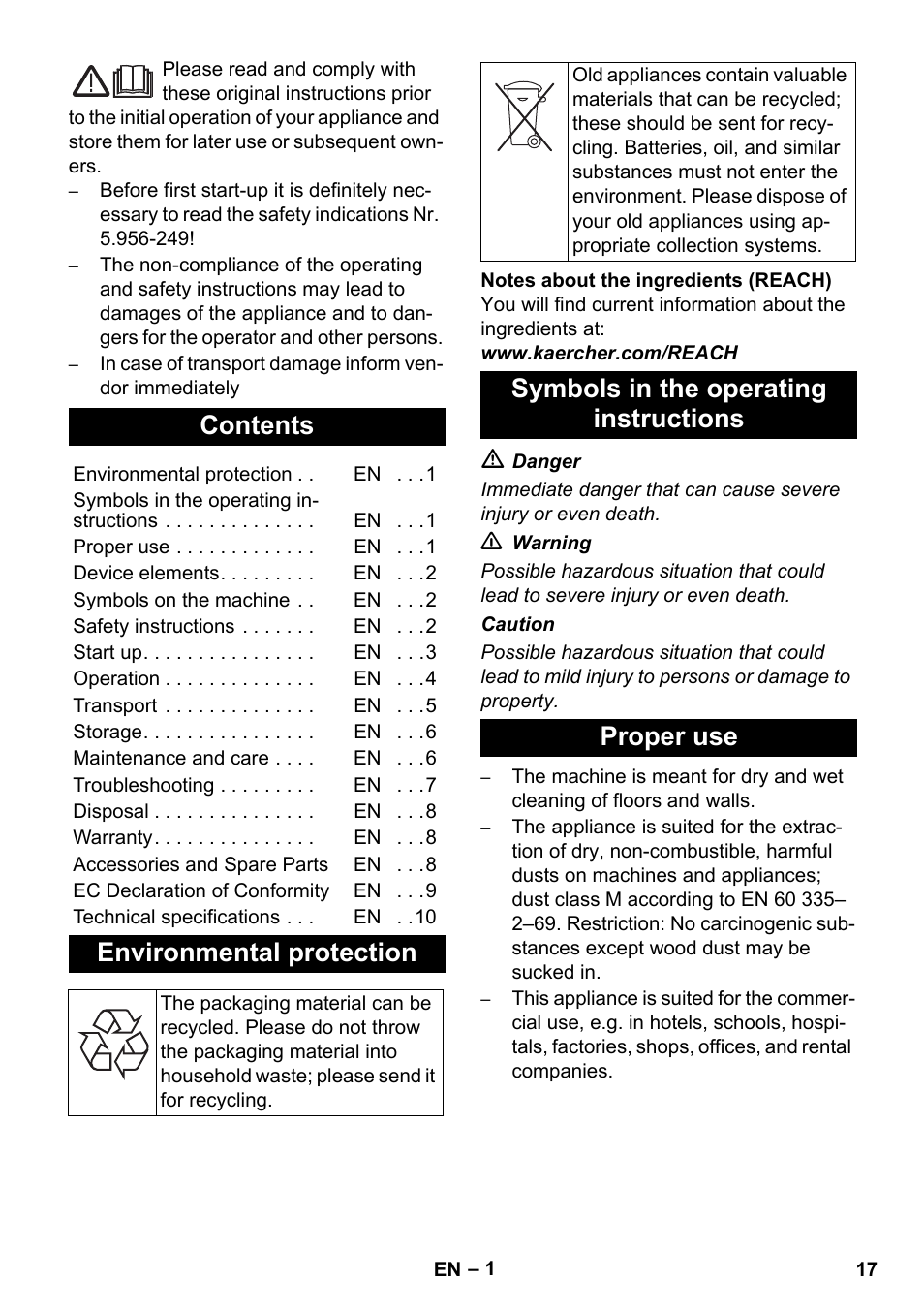 Karcher NT 45-1 Tact Te M User Manual | Page 17 / 284