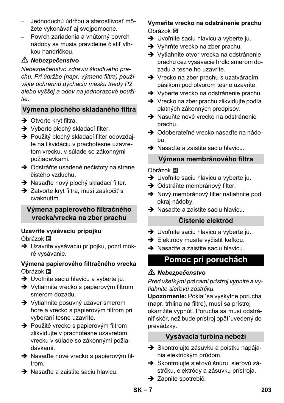 Pomoc pri poruchách | Karcher NT 45-1 Tact Te M User Manual | Page 203 / 284