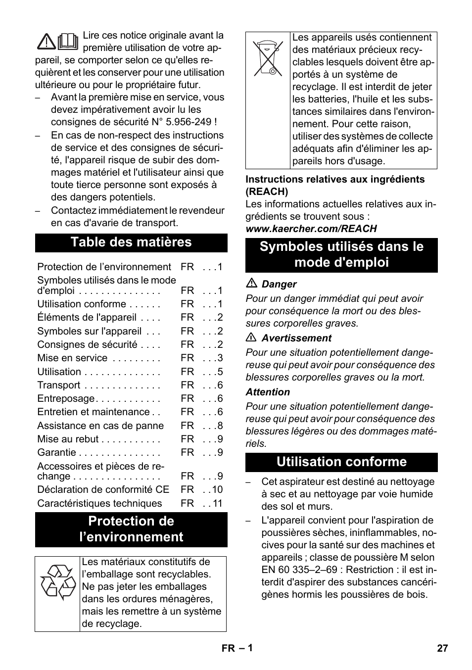 Karcher NT 45-1 Tact Te M User Manual | Page 27 / 284