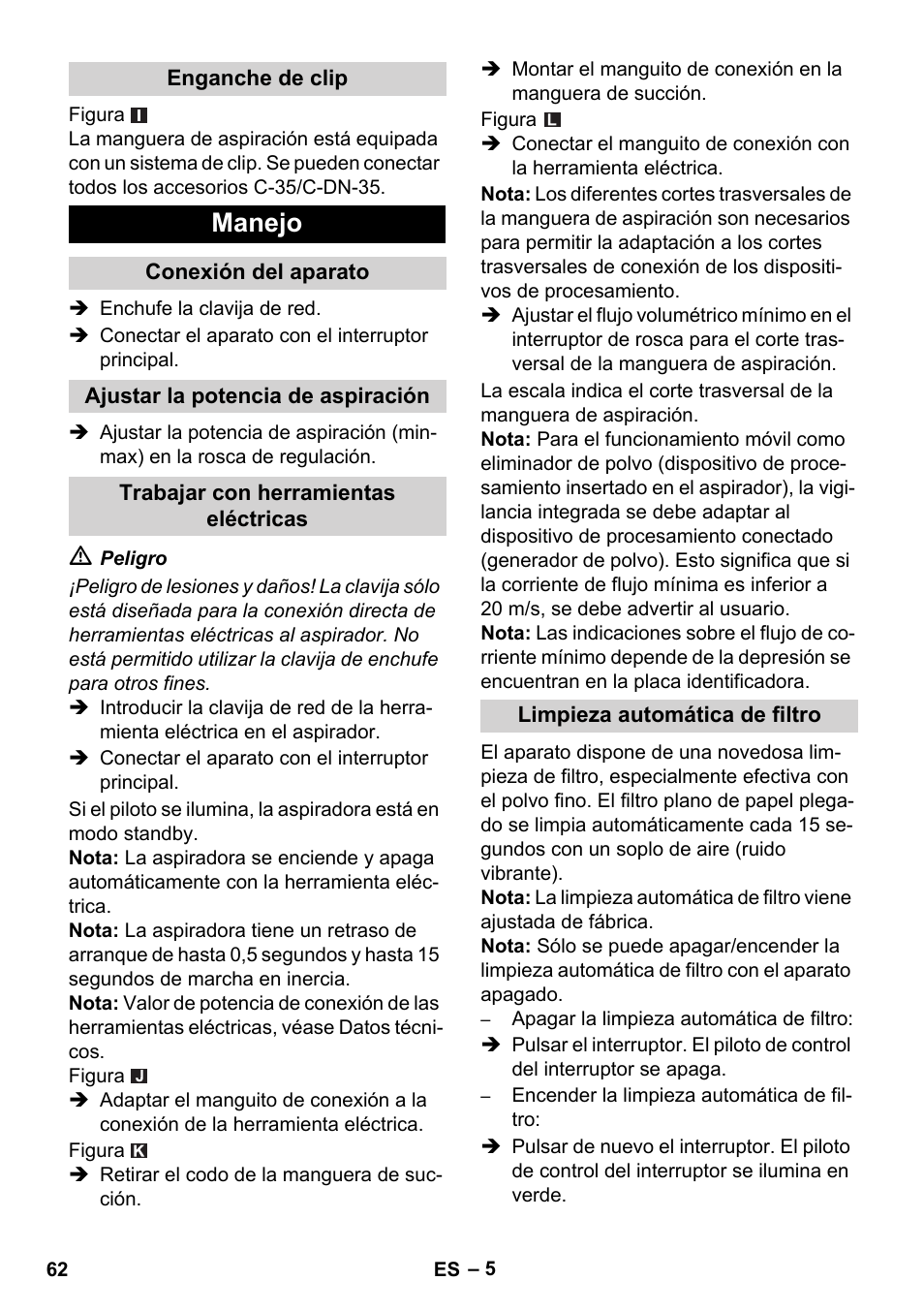 Manejo | Karcher NT 45-1 Tact Te M User Manual | Page 62 / 284