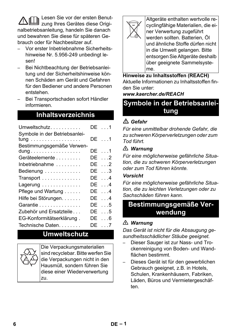 Karcher NT 35-1 Tact Te User Manual | Page 6 / 192