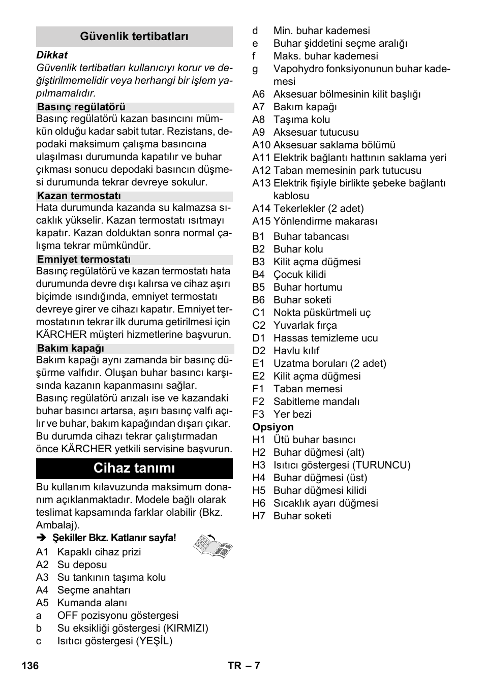 Cihaz tanımı | Karcher SC 5-800 C EU User Manual | Page 136 / 314