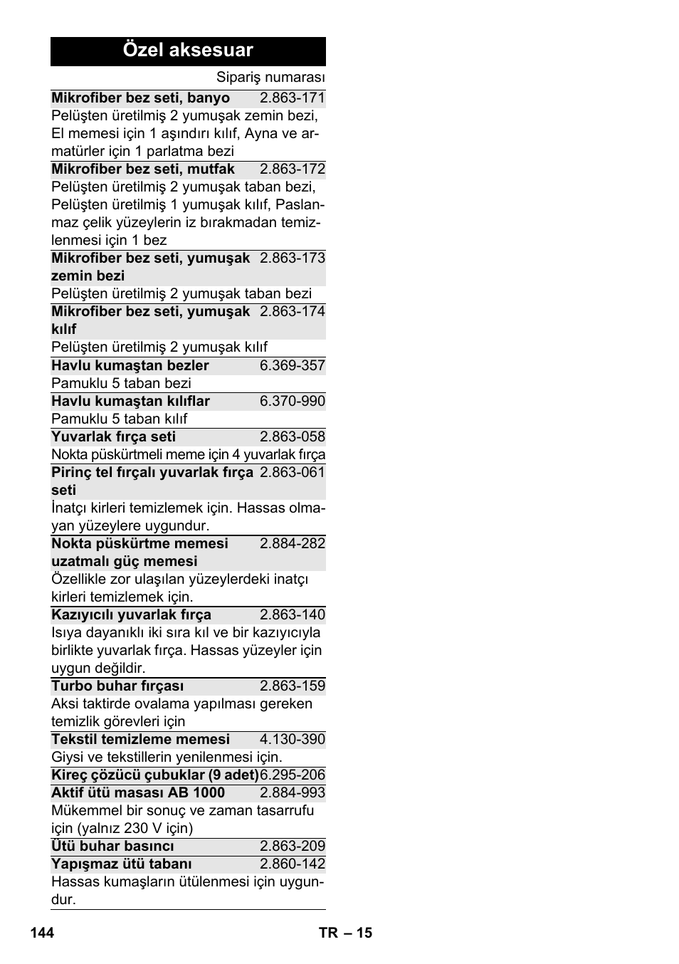 Özel aksesuar | Karcher SC 5-800 C EU User Manual | Page 144 / 314