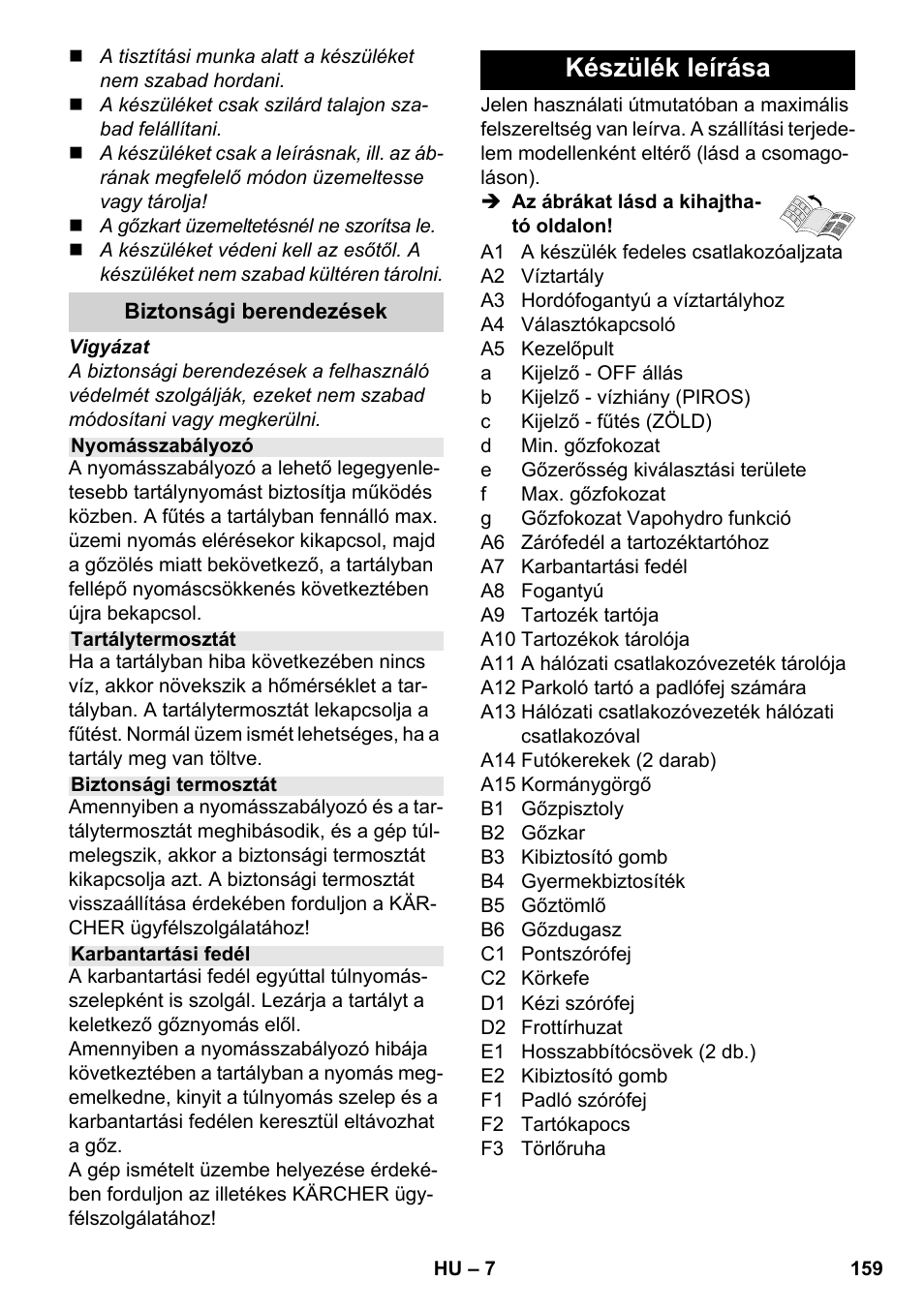Készülék leírása | Karcher SC 5-800 C EU User Manual | Page 159 / 314