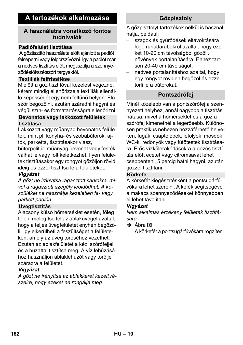 A tartozékok alkalmazása | Karcher SC 5-800 C EU User Manual | Page 162 / 314