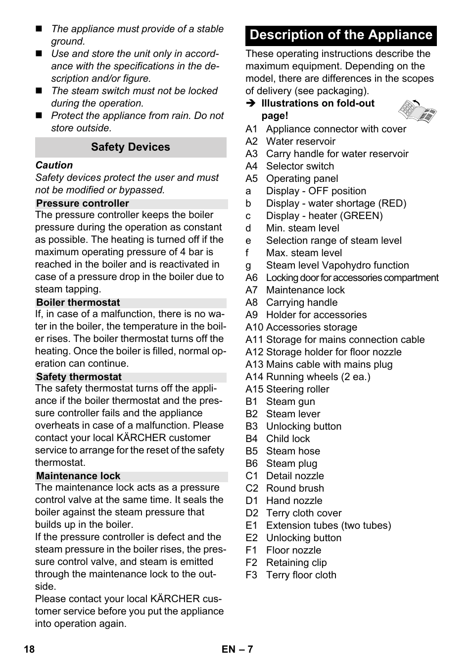 Description of the appliance | Karcher SC 5-800 C EU User Manual | Page 18 / 314