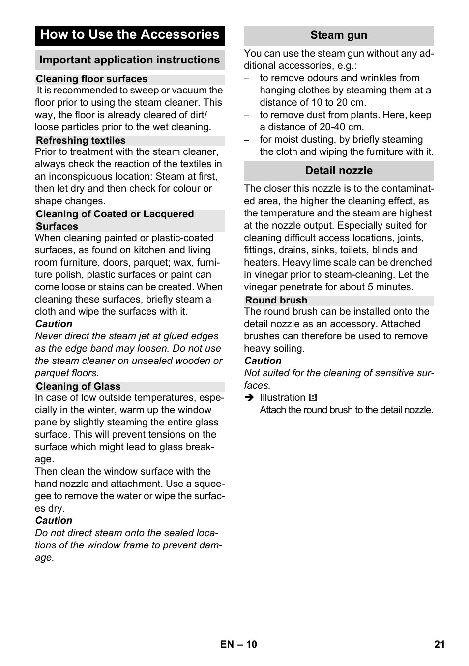 How to use the accessories | Karcher SC 5-800 C EU User Manual | Page 21 / 314