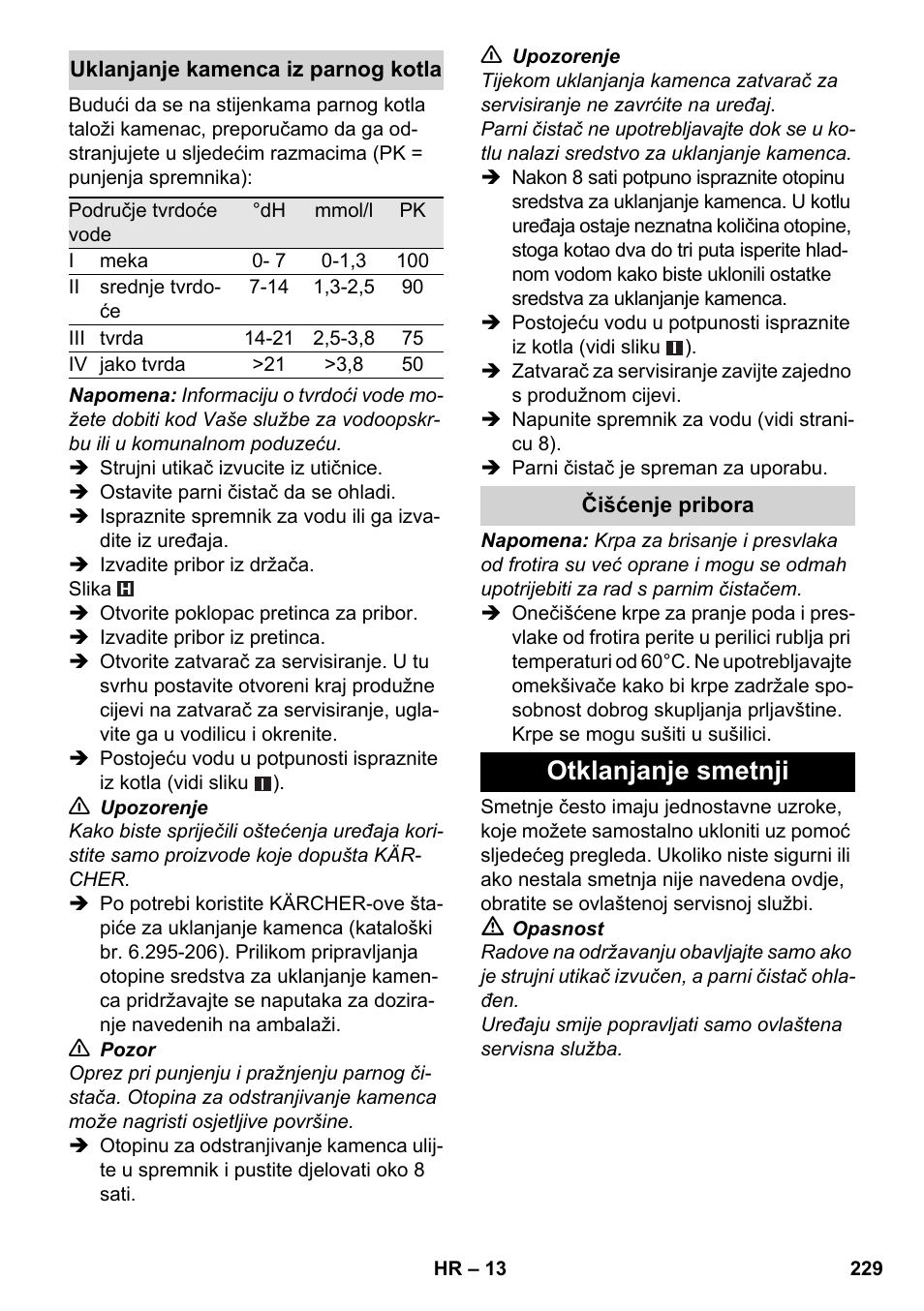 Otklanjanje smetnji | Karcher SC 5-800 C EU User Manual | Page 229 / 314