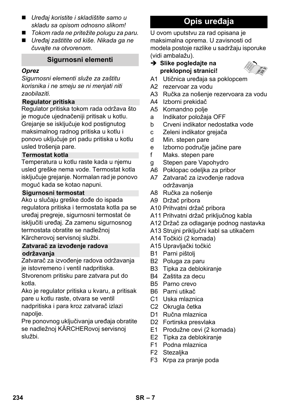 Opis uređaja | Karcher SC 5-800 C EU User Manual | Page 234 / 314