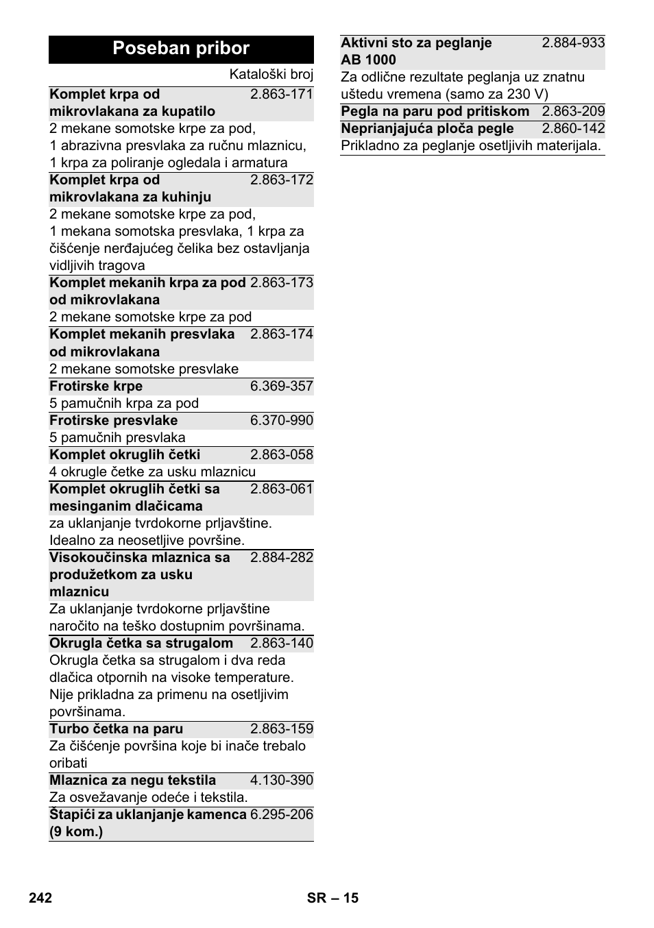 Poseban pribor | Karcher SC 5-800 C EU User Manual | Page 242 / 314