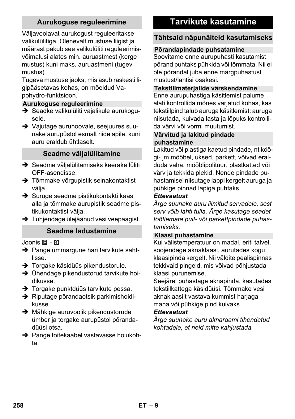 Tarvikute kasutamine | Karcher SC 5-800 C EU User Manual | Page 258 / 314