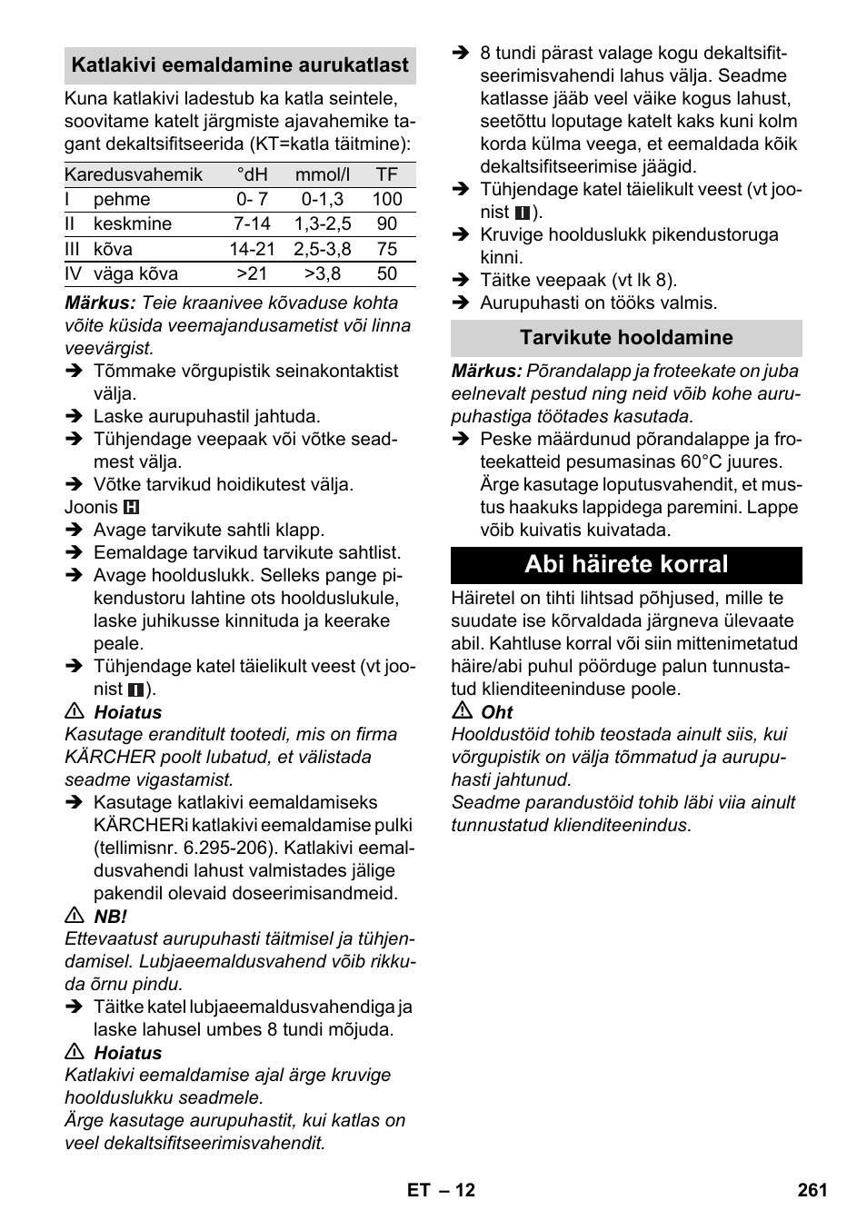 Abi häirete korral | Karcher SC 5-800 C EU User Manual | Page 261 / 314