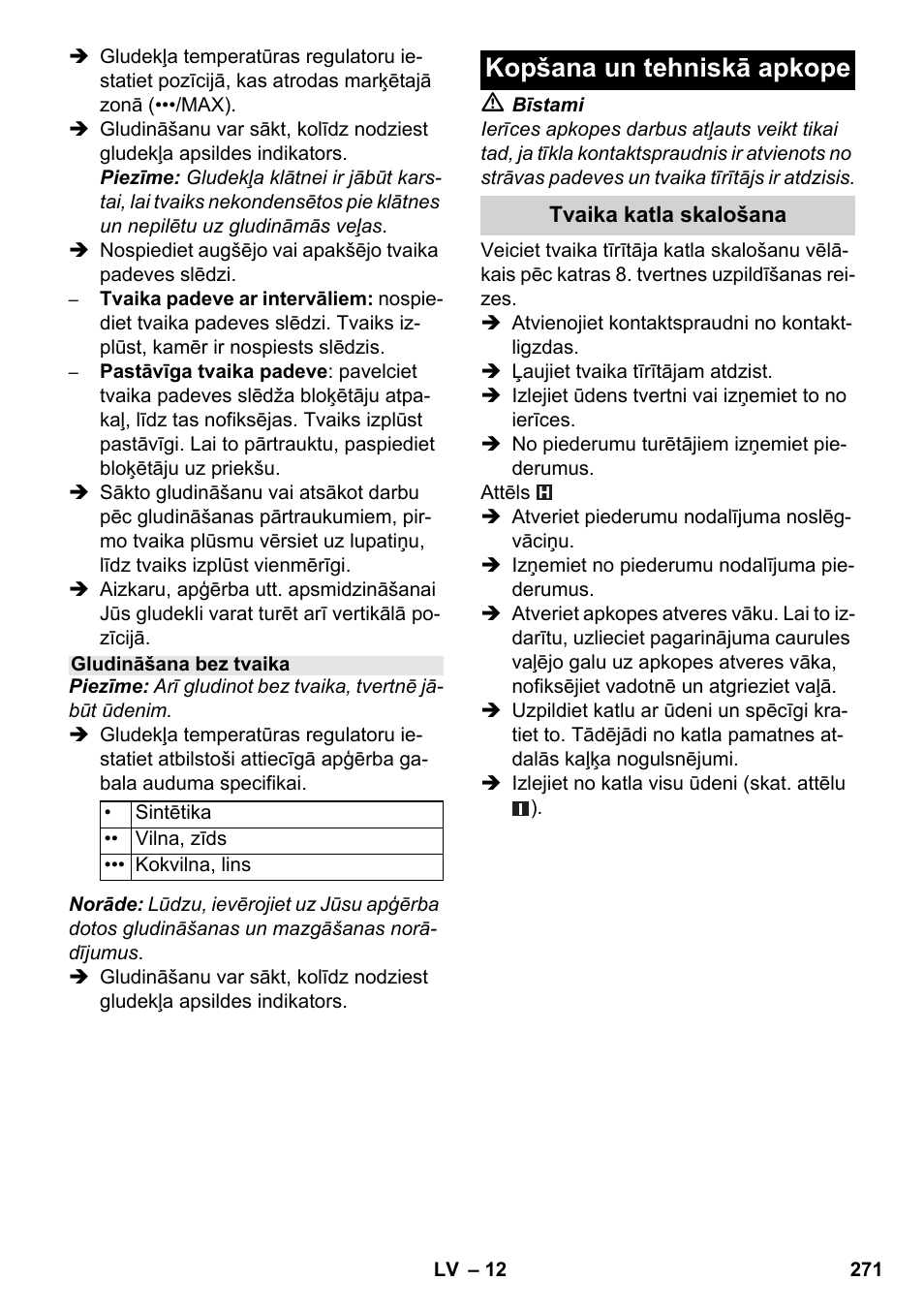Kopšana un tehniskā apkope | Karcher SC 5-800 C EU User Manual | Page 271 / 314