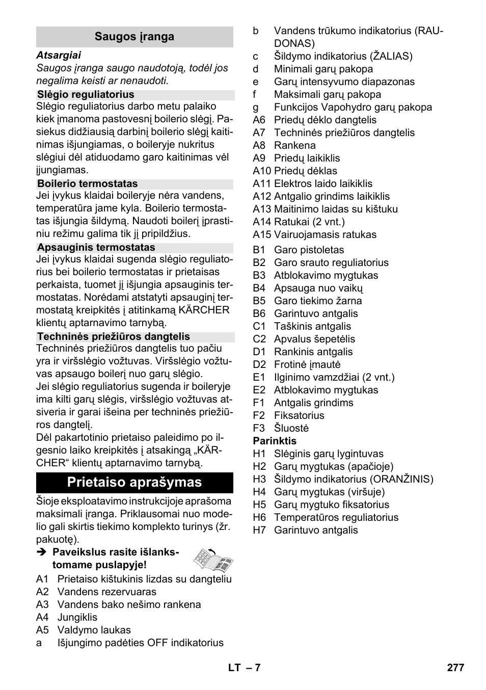 Prietaiso aprašymas | Karcher SC 5-800 C EU User Manual | Page 277 / 314