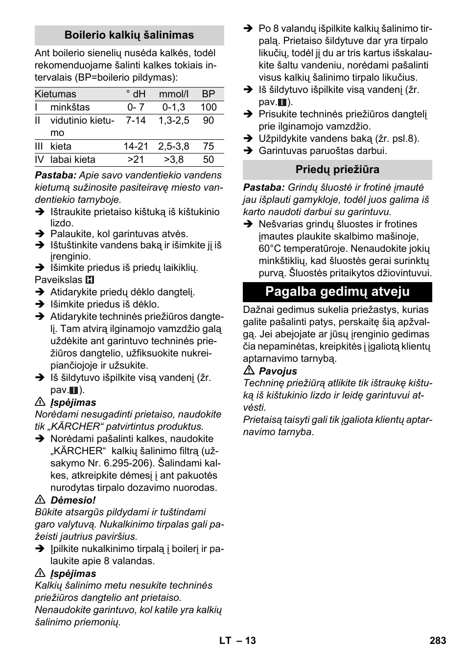 Pagalba gedimų atveju | Karcher SC 5-800 C EU User Manual | Page 283 / 314