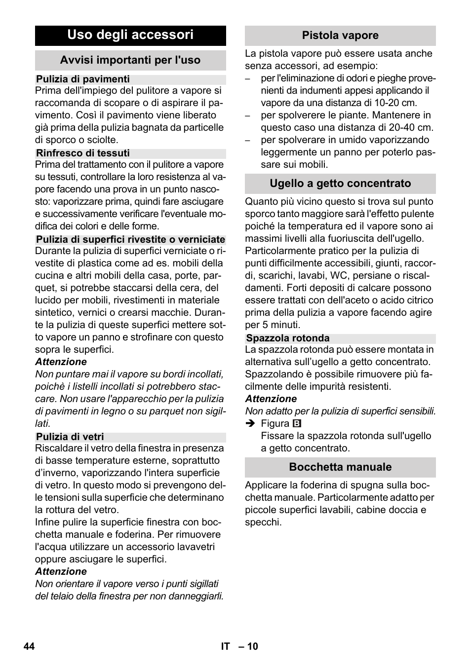 Uso degli accessori | Karcher SC 5-800 C EU User Manual | Page 44 / 314