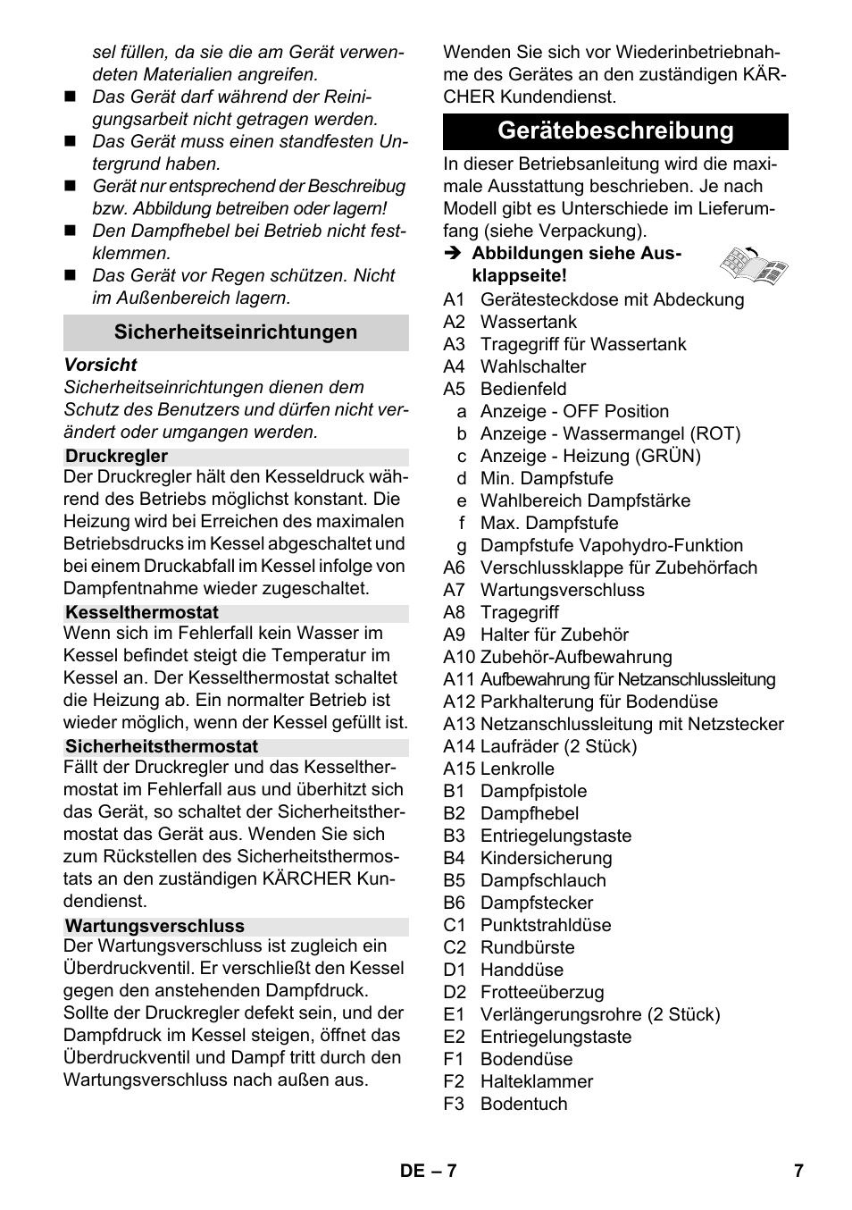 Gerätebeschreibung | Karcher SC 5-800 C EU User Manual | Page 7 / 314