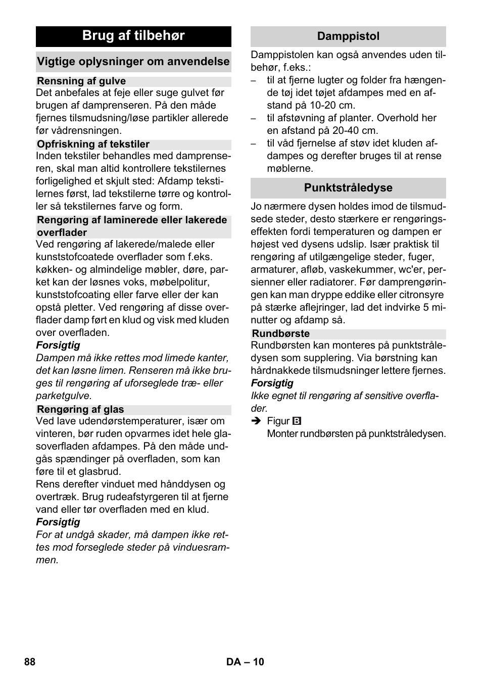 Brug af tilbehør | Karcher SC 5-800 C EU User Manual | Page 88 / 314