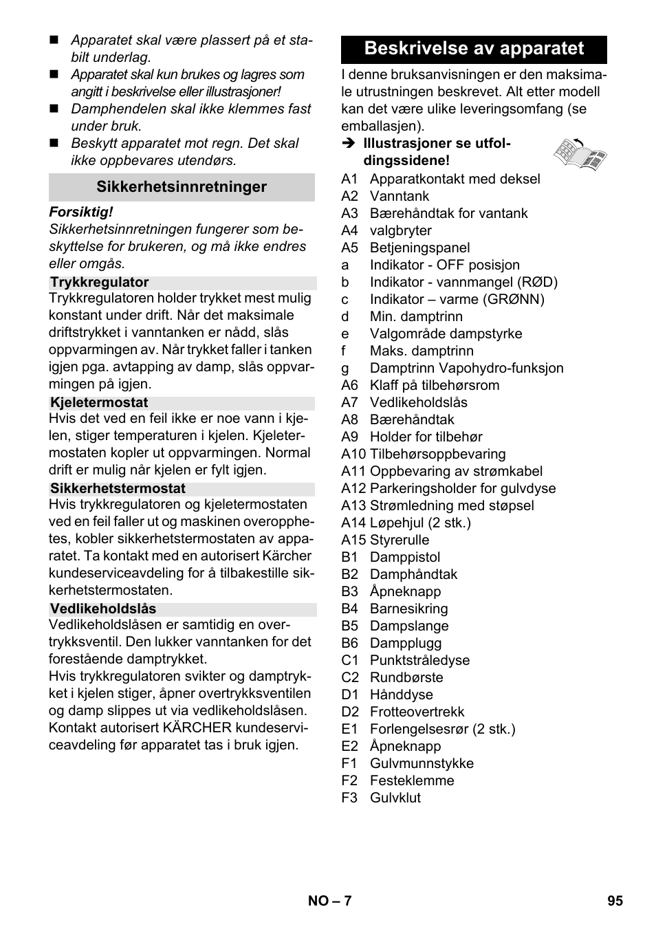 Beskrivelse av apparatet | Karcher SC 5-800 C EU User Manual | Page 95 / 314