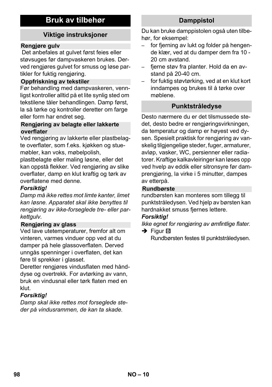 Bruk av tilbehør | Karcher SC 5-800 C EU User Manual | Page 98 / 314