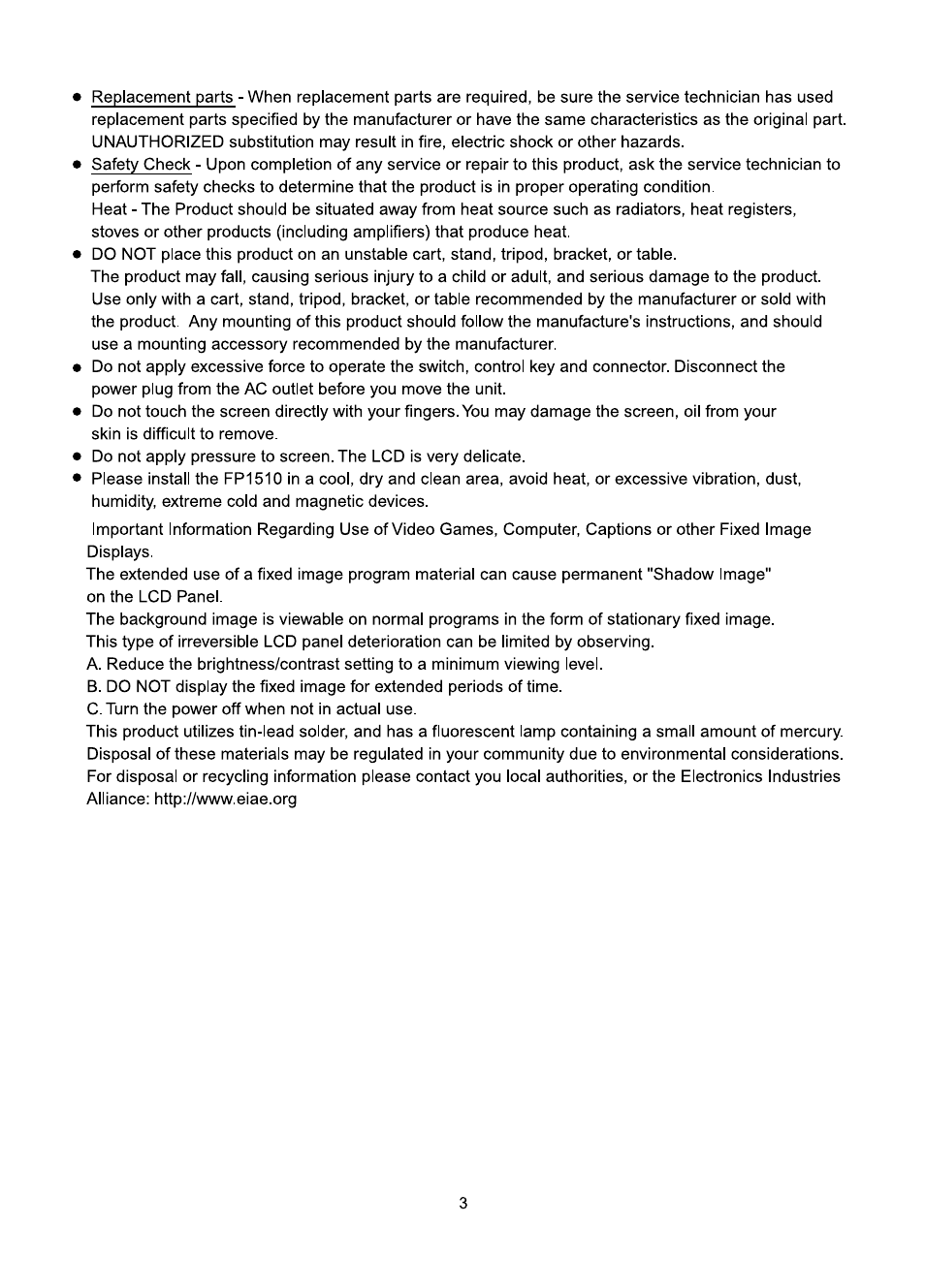 Audiovox FP1510 User Manual | Page 4 / 43