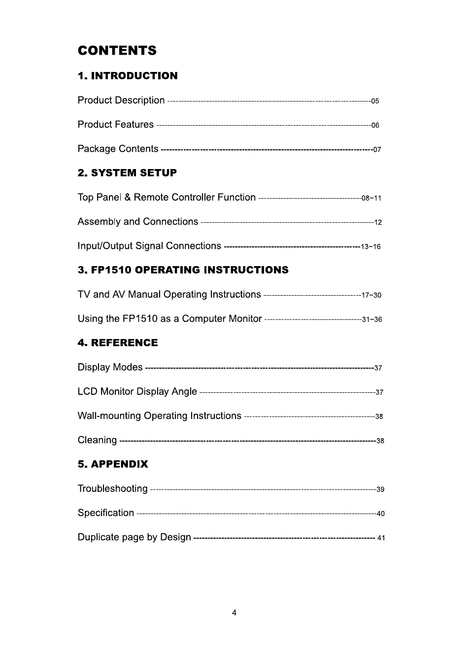 Audiovox FP1510 User Manual | Page 5 / 43