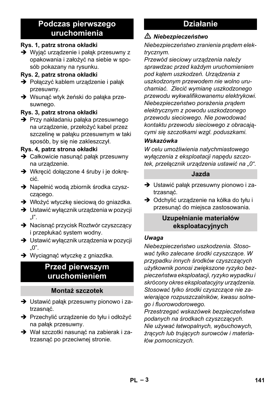 Działanie | Karcher BRS 43-500 C User Manual | Page 141 / 220