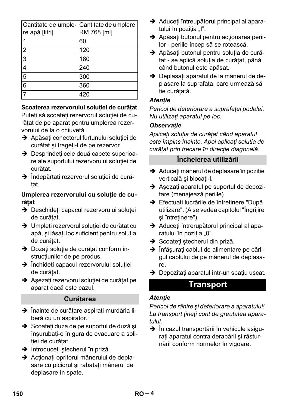 Transport | Karcher BRS 43-500 C User Manual | Page 150 / 220