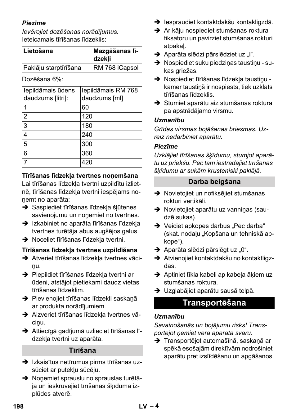 Transportēšana | Karcher BRS 43-500 C User Manual | Page 198 / 220