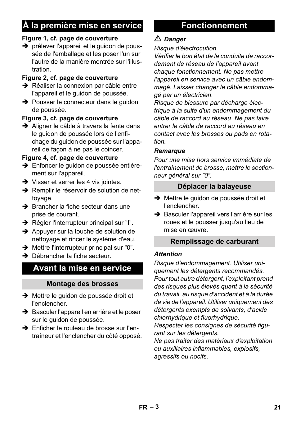 Fonctionnement | Karcher BRS 43-500 C User Manual | Page 21 / 220