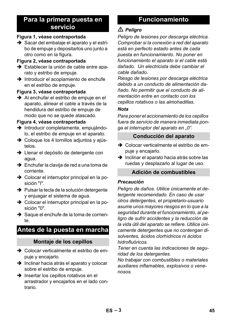 Funcionamiento | Karcher BRS 43-500 C User Manual | Page 45 / 220