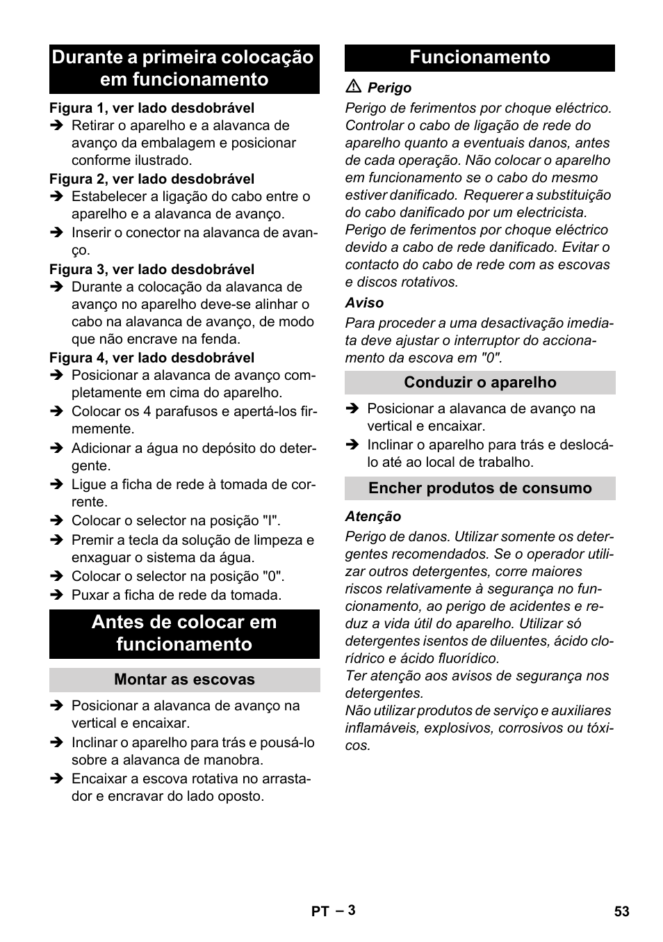 Funcionamento | Karcher BRS 43-500 C User Manual | Page 53 / 220