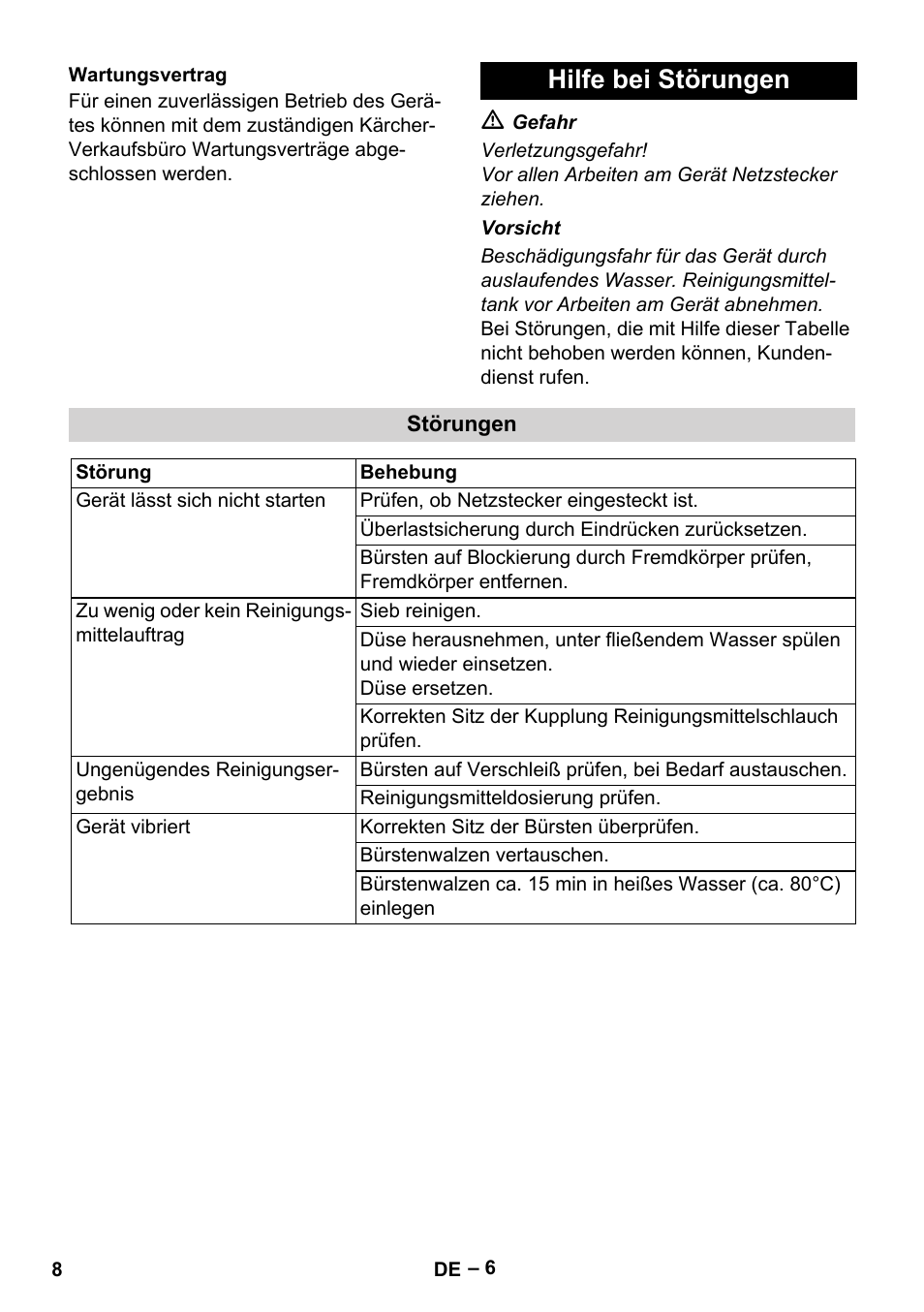 Hilfe bei störungen | Karcher BRS 43-500 C User Manual | Page 8 / 220