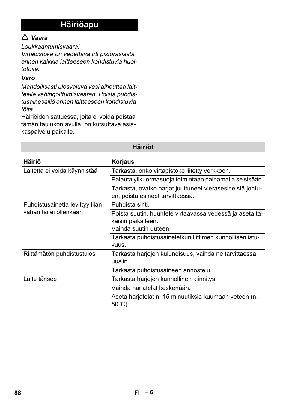 Häiriöapu | Karcher BRS 43-500 C User Manual | Page 88 / 220