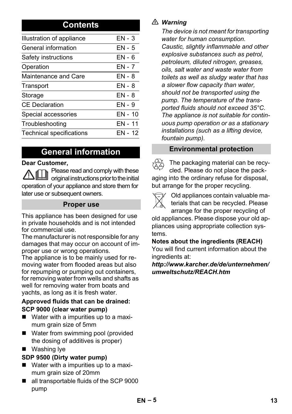 Karcher SDP 9500 User Manual | Page 13 / 72