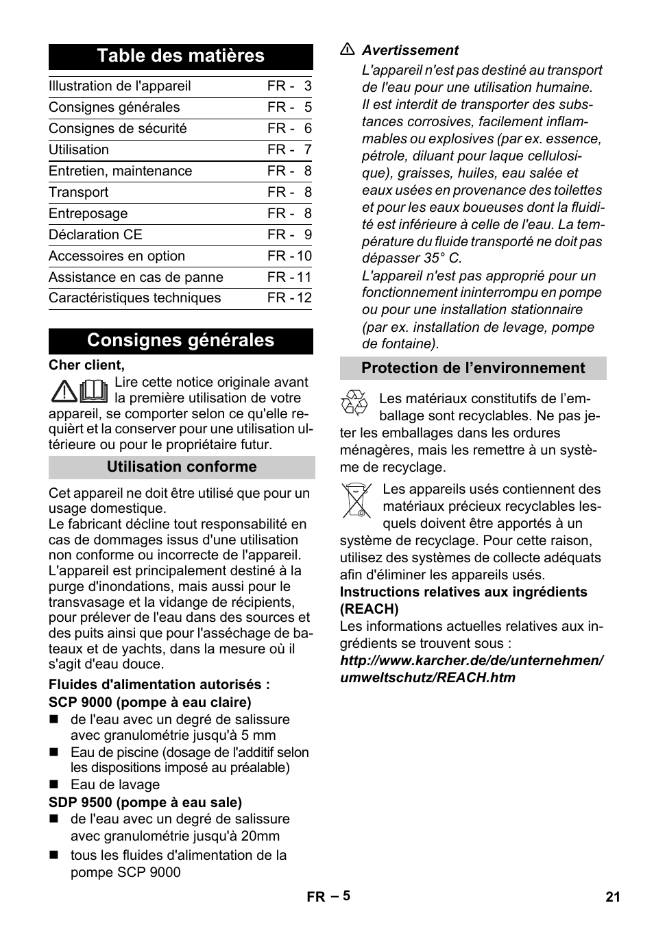 Karcher SDP 9500 User Manual | Page 21 / 72