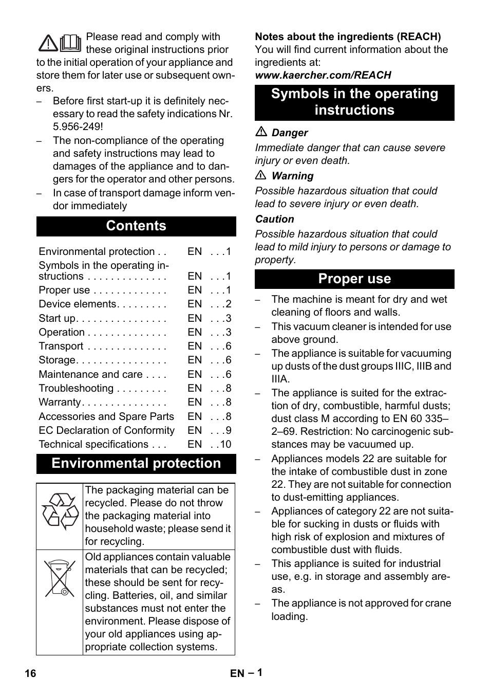 Karcher IVC 60-30 Tact H Z22 EU User Manual | Page 16 / 292
