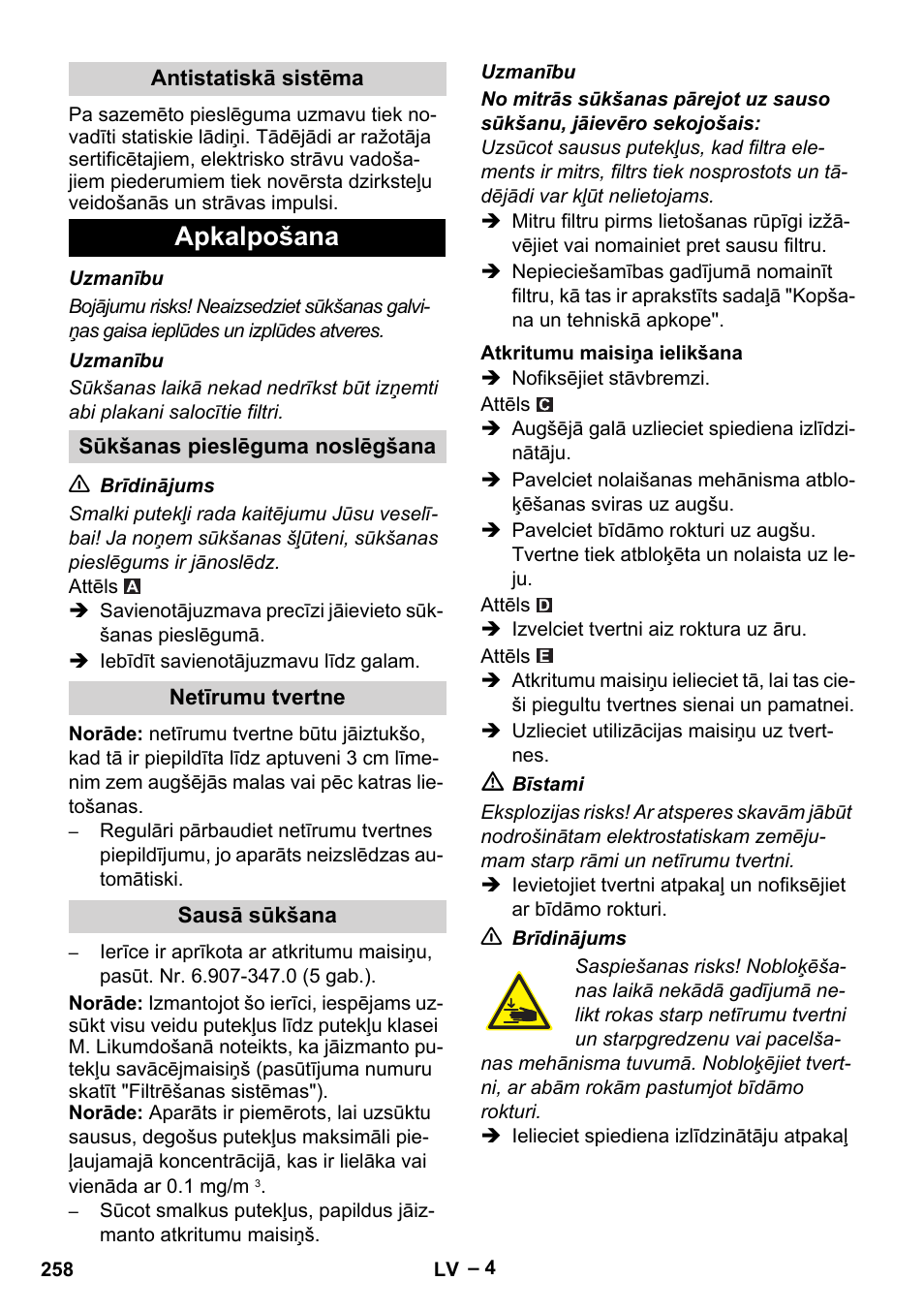 Apkalpošana | Karcher IVC 60-30 Tact H Z22 EU User Manual | Page 258 / 292