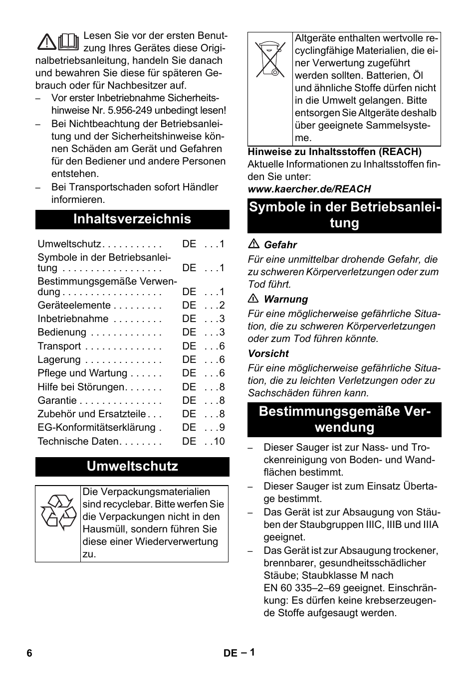 Karcher IVC 60-30 Tact H Z22 EU User Manual | Page 6 / 292