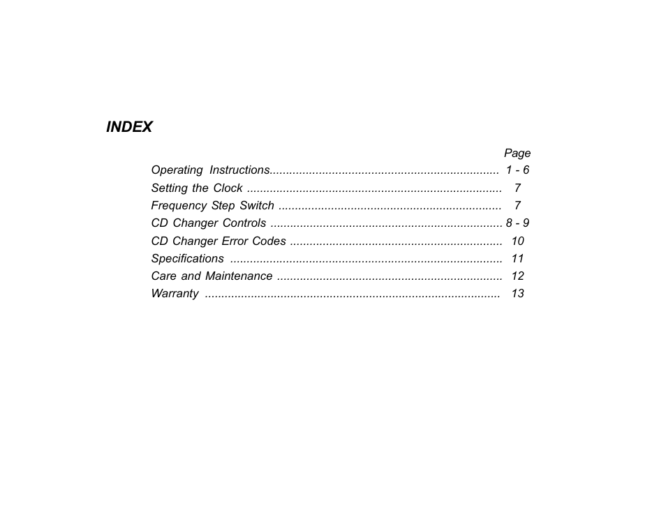 Index | Audiovox P-72 User Manual | Page 2 / 16