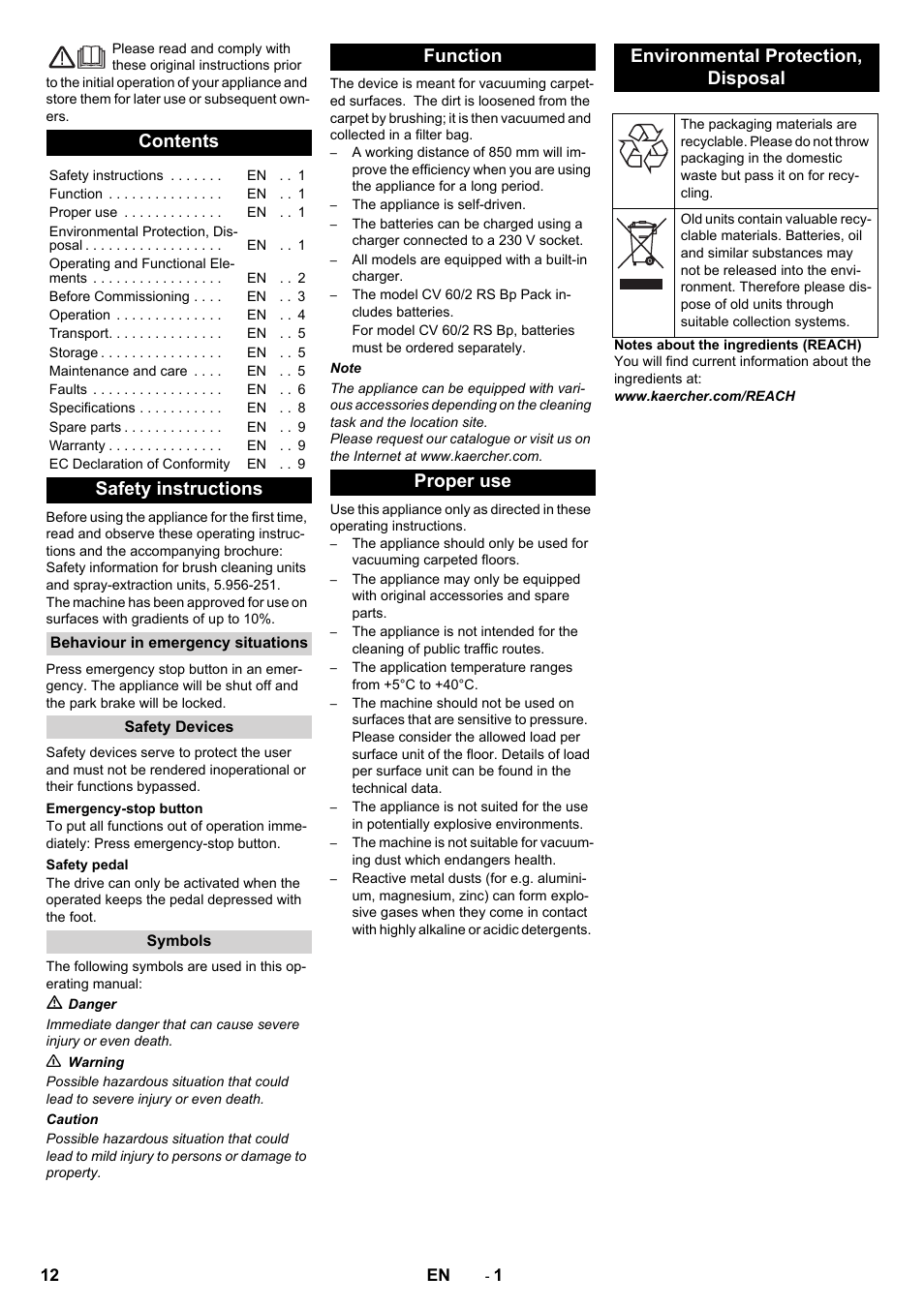 Karcher CV 60-2 RS User Manual | Page 12 / 250