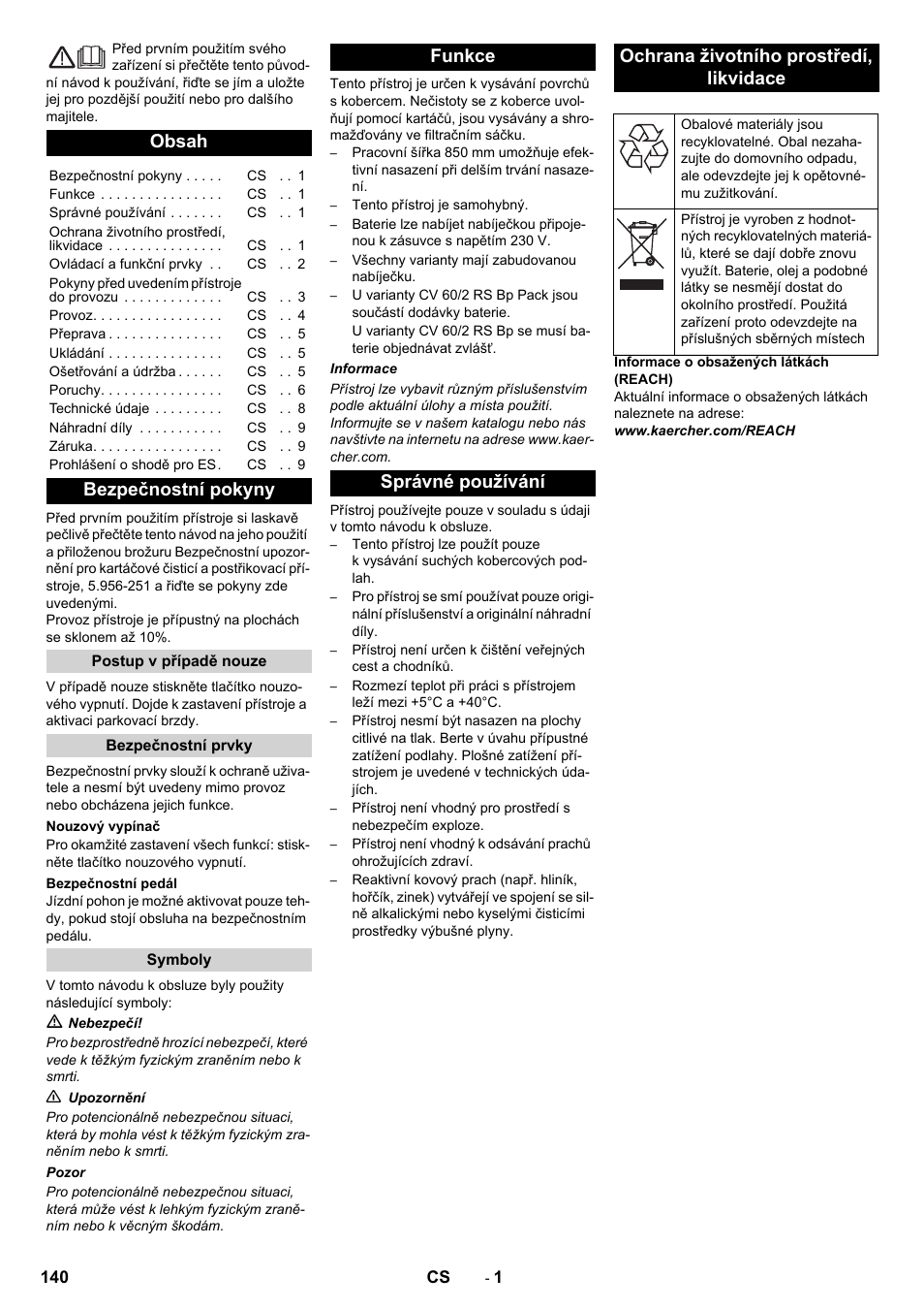 Karcher CV 60-2 RS User Manual | Page 140 / 250