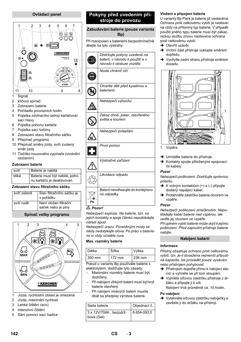 Pokyny před uvedením pří- stroje do provozu | Karcher CV 60-2 RS User Manual | Page 142 / 250